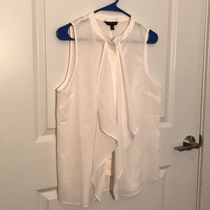 Banana Republic White Petite Cascade Placket Top